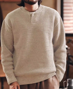 Collar thick needle sweater